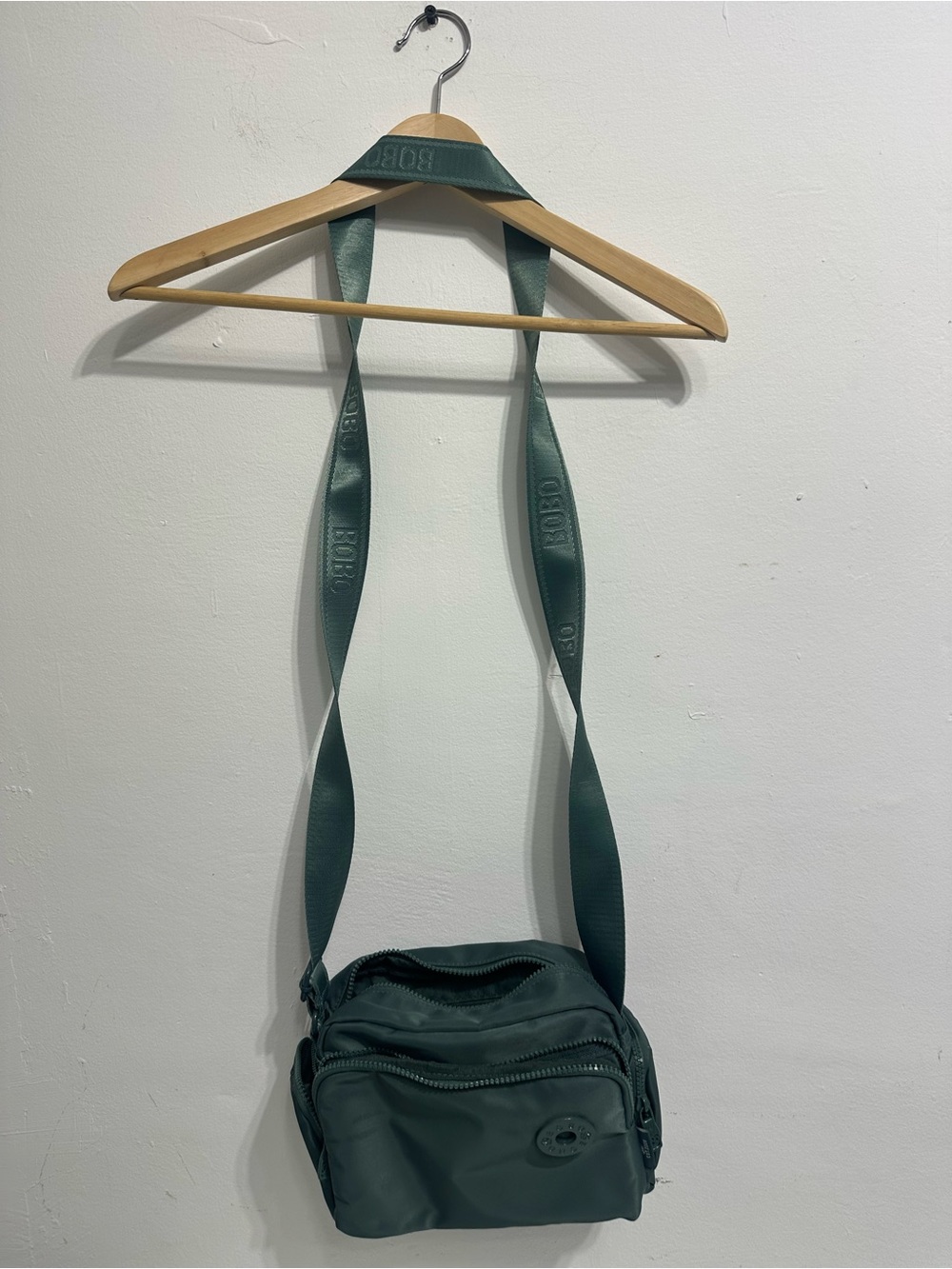 Crossbody Mini Bag in Teal with Branded Webbing Strap